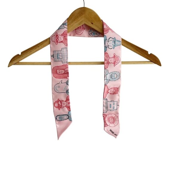 Auth HERMES Twilly - Light Pink Red Light Blue Scarf - Picture 1 of 4